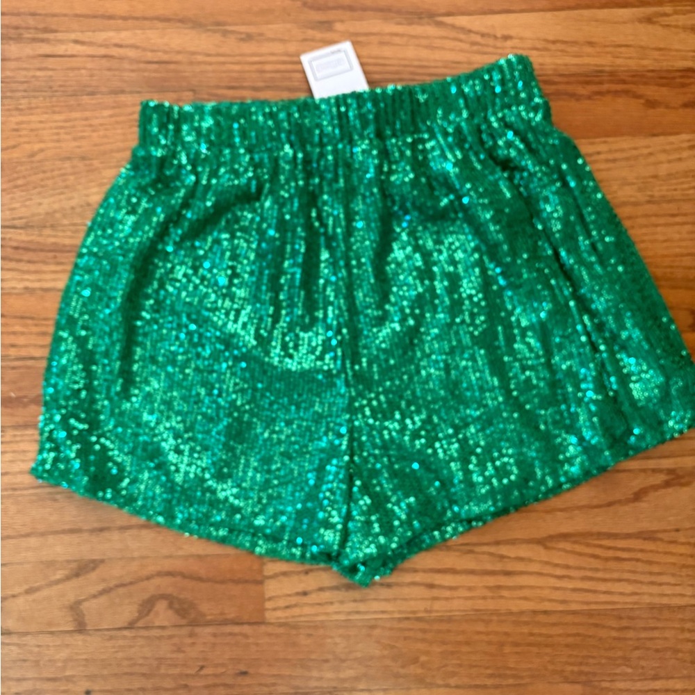 Fantastic Fawn Emerald Green Sequin Athletic Shorts
